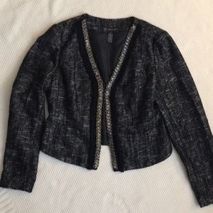 INC Beaded Tweed Cropped Jacket